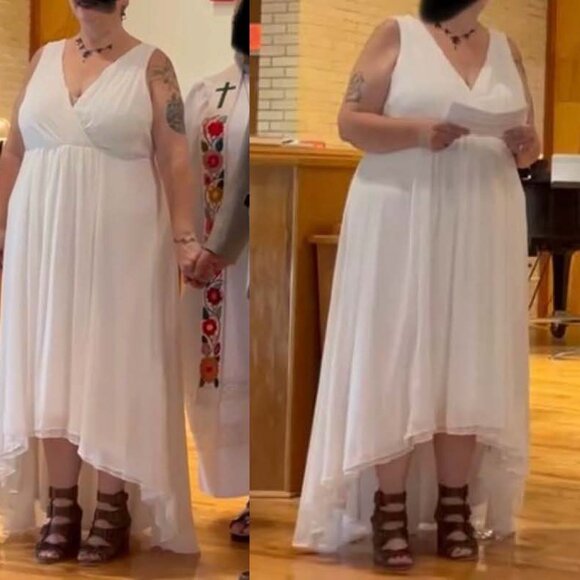 Torrid SPECIAL OCCASION IVORY CHIFFON HI-LO DRESS - Picture 6 of 6